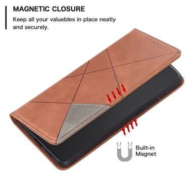 iPhone 15 Pro BINFEN COLOR Præget Flip Cover - Brun