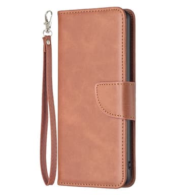 SKALO iPhone 15 Pro Max Flip Cover m. pung i PU-læder - Brun