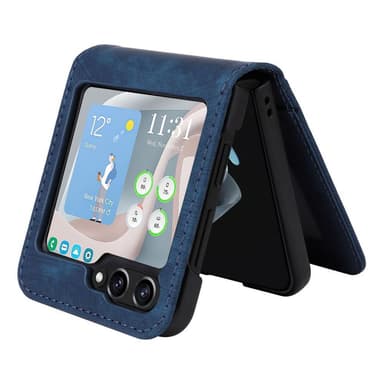 SKALO Samsung Z Flip5 PU-læder Kortholder Cover - Blå