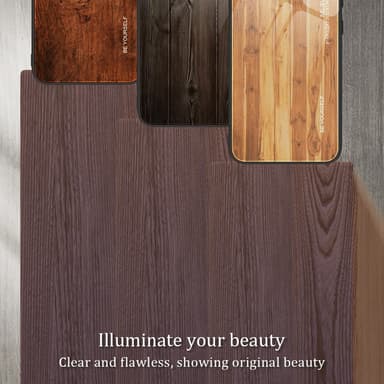 SKALO iPhone 15 Pro Max Wood hærdet glas TPU Cover - Vin rød