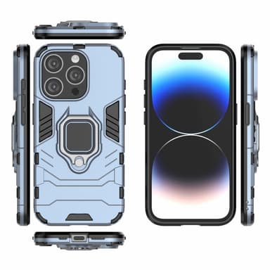 SKALO iPhone 15 Pro Max Armor Hybrid metal ring cover - Blå