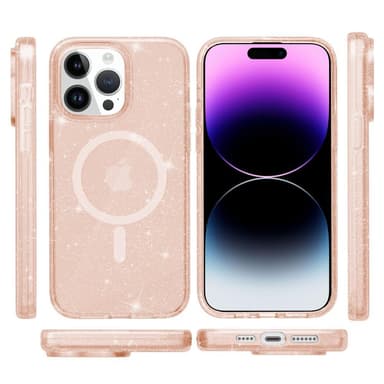 SKALO iPhone 15 Pro Max Glitter Magnetic Ring TPU Cover - Guld