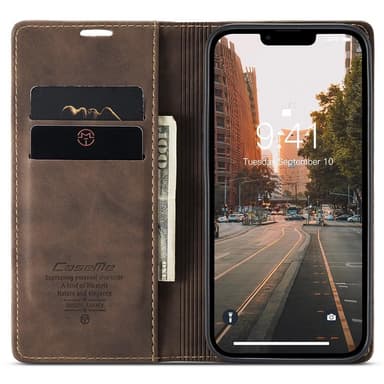 CASEME Retro tegnebog taske til iPhone 15 Pro - Kaffe