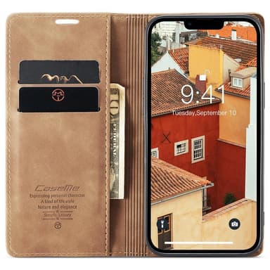 CASEME Retro tegnebog taske til iPhone 15 Plus - Brun