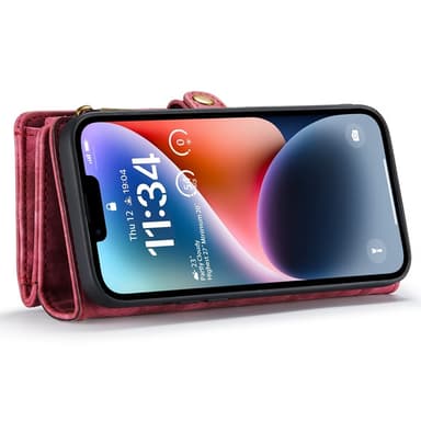 CASEME iPhone 15 Plus 2-i-1 tegnebog telefonskal - rød