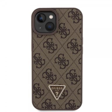 Guess iPhone 15 Cover Metal Logo Strass Crossbody Strap Brun