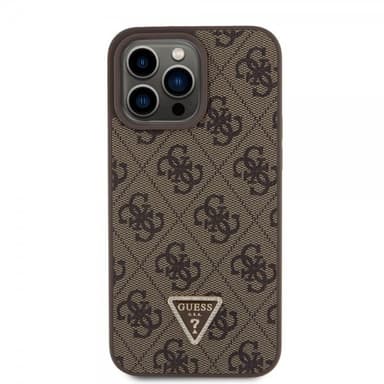 Guess iPhone 15 Pro Max Cover Metal Logo Strass Crossbody Strap Brun
