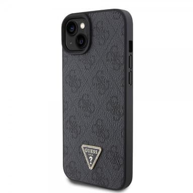 Guess iPhone 15 Cover Metal Logo Strass Crossbody Strap Sort