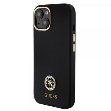 Guess iPhone 15 Cover Liquid Silicone Metal Logo Sort