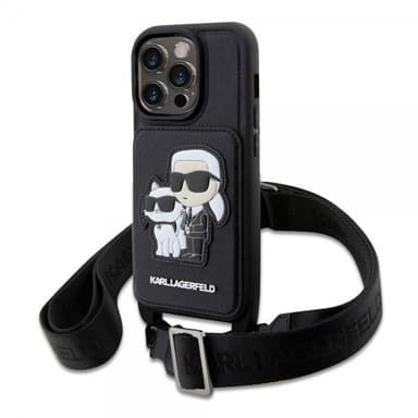 Karl Lagerfeld iPhone 14 Pro Max Cover Crossbody Cardslot Cover Sort