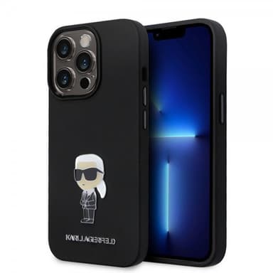 Karl Lagerfeld iPhone 15 Pro Cover Ikonik Metal Pin Sort
