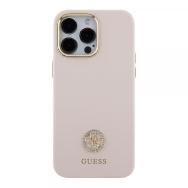 Guess iPhone 15 Pro Max Cover Liquid Silicone Metal Logo Lyserød