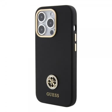 Guess iPhone 15 Pro Max Cover Liquid Silicone Metal Logo Sort