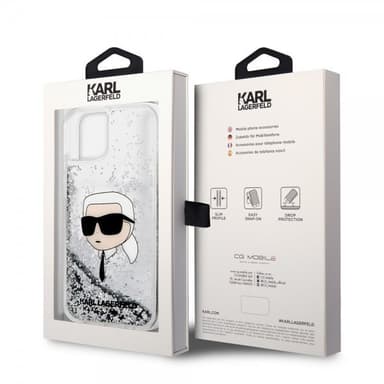 Karl Lagerfeld iPhone 15 Cover Liquid Glitter NFT Karl Sølv