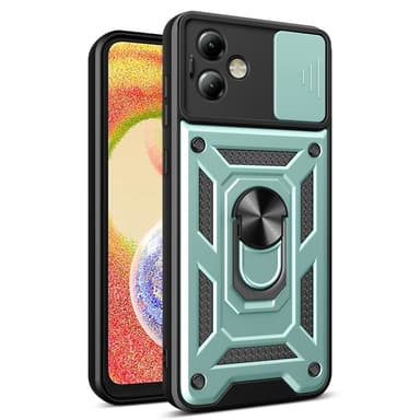 SKALO Motorola Moto G14 Armor Hybrid Metal Ring Camera Slider - Grøn