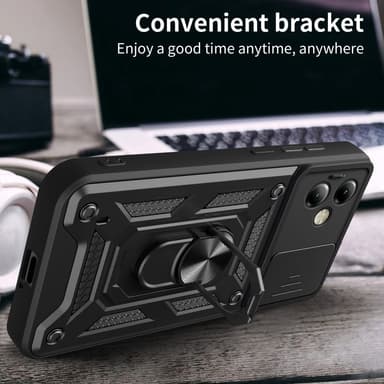 SKALO Motorola Moto G14 Armor Hybrid Metal Ring Camera Slider - Grøn