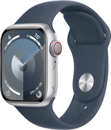 Apple Watch S9 41mm GPS+CEL (Silver Alu/Storm Blue Sportsbånd) M/L