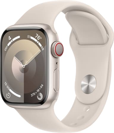 Apple Watch S9 41mm GPS+CEL (Starlight Alu/Starlight Sportsbånd) M/L