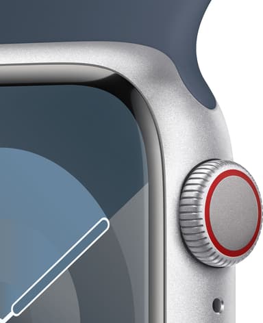Apple Watch S9 41mm GPS+CEL (Silver Alu/Storm Blue Sportsbånd) M/L