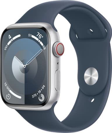 Apple Watch S9 45mm GPS+CEL (Silver Alu/Storm Blue Sportsbånd) S/M