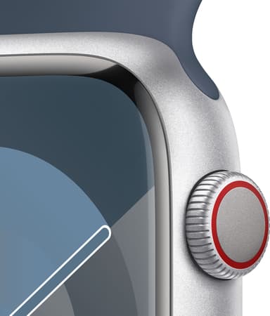 Apple Watch S9 45mm GPS+CEL (Silver Alu/Storm Blue Sportsbånd) S/M