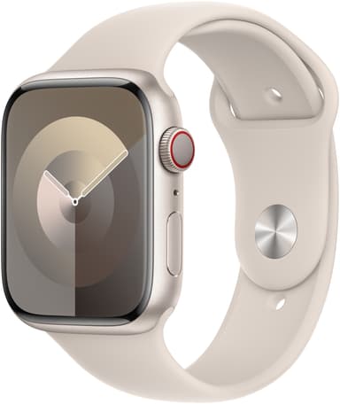 Apple Watch S9 45mm GPS+CEL (Starlight Alu/Starlight Sports-bånd) S/M