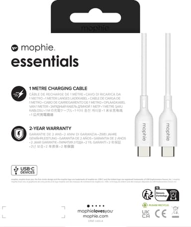 Mophie Essentials USB-C-kabel (hvid)