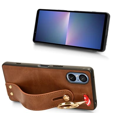 SKALO Sony Xperia 5 V PU-læderskal med håndrem - Brun