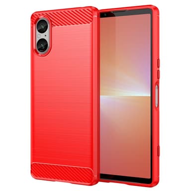 SKALO Sony Xperia 5 V Armor Carbon Stødsikker TPU-cover - Rød