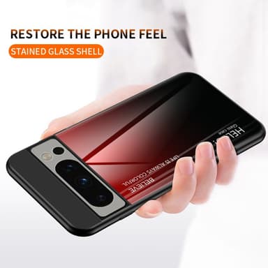 SKALO Google Pixel 8 Pro Gradient Hærdet glas TPU Cover - Rød