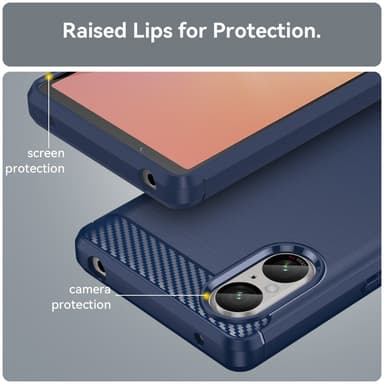 SKALO Sony Xperia 5 V Armor Carbon Stødsikker TPU-cover - Blå