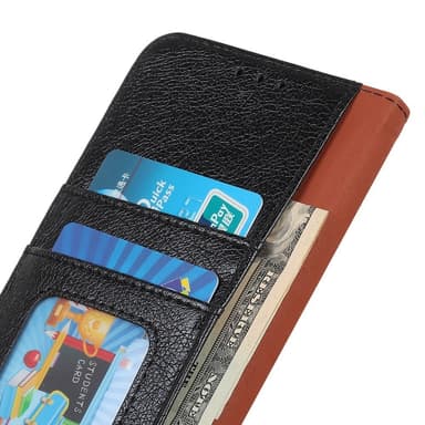 Nappa Texture Split Wallet Stativbetræk til Motorola Moto G54 - Sort