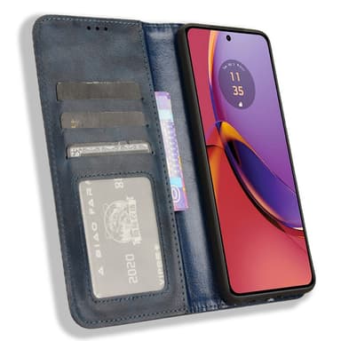 SKALO Motorola Moto G84 5G Premium Pungetui med prægning - Blå