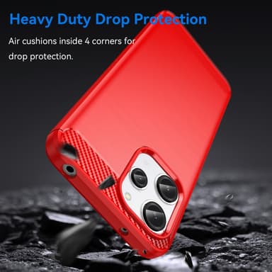 SKALO Xiaomi Redmi 12 4G/5G Armor Carbon Stødsikker TPU-cover - Rød