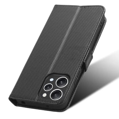 SKALO Xiaomi Redmi 12 4G/5G Premium Mini Rhombus Wallet Flip Cover - Sort