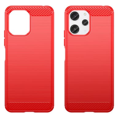 SKALO Xiaomi Redmi 12 4G/5G Armor Carbon Stødsikker TPU-cover - Rød