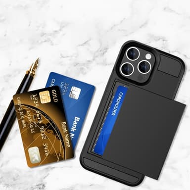 Til iPhone 15 Plus PC+TPU Telefoncover med Skydende Kortholder