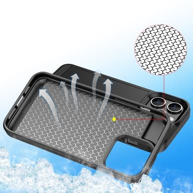 Til iPhone 15 Plus PC+TPU Telefoncover med Skydende Kortholder
