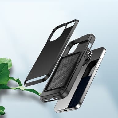 Til iPhone 15 Plus PC+TPU Telefoncover med Skydende Kortholder
