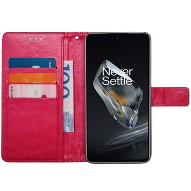 Wallet cover 3-kort OnePlus 12 - Lyserød