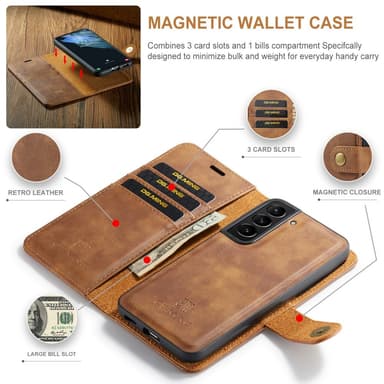 DG MING Samsung S24+ 2-i-1 Magnet Pungetui - Brun