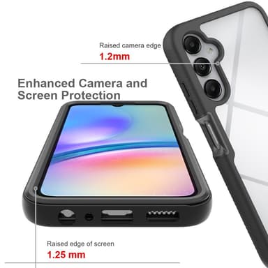 SKALO Samsung A05s 4G Stødsikker Clear Hybrid Cover - Sort