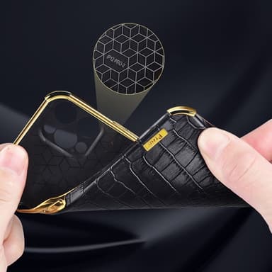SKALO Samsung S24 Crocodile Guldkant Cover - Hvid
