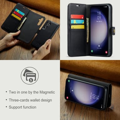 DG MING Samsung S23 FE 2-i-1 Magnet Pungetui - Sort