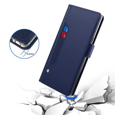 SKALO Samsung S24 Kortholder Mirror Flip Cover - Blå