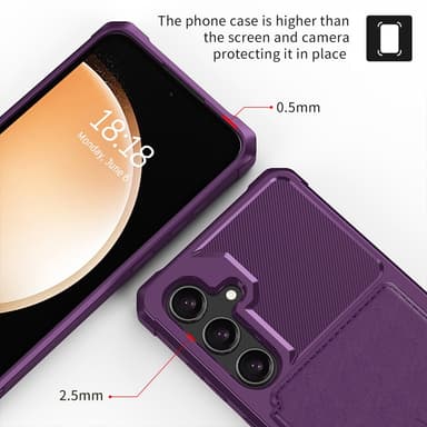 SKALO Samsung S24 Stødsikker cover med pung - Lilla