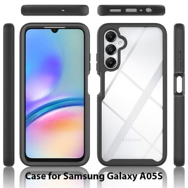 SKALO Samsung A05s 4G Stødsikker Clear Hybrid Cover - Sort