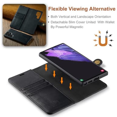 DG MING Samsung S24 Ultra 2-i-1 Magnet Pungetui - Sort