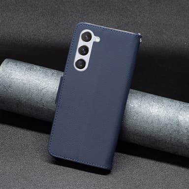 SKALO Samsung S24 Litchi Flip Cover - Mørkeblå
