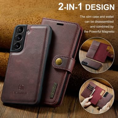 DG MING Samsung S24+ 2-i-1 Magnet Pungetui - Rød